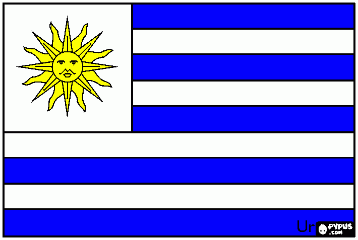 bandiera uruguay da colorare