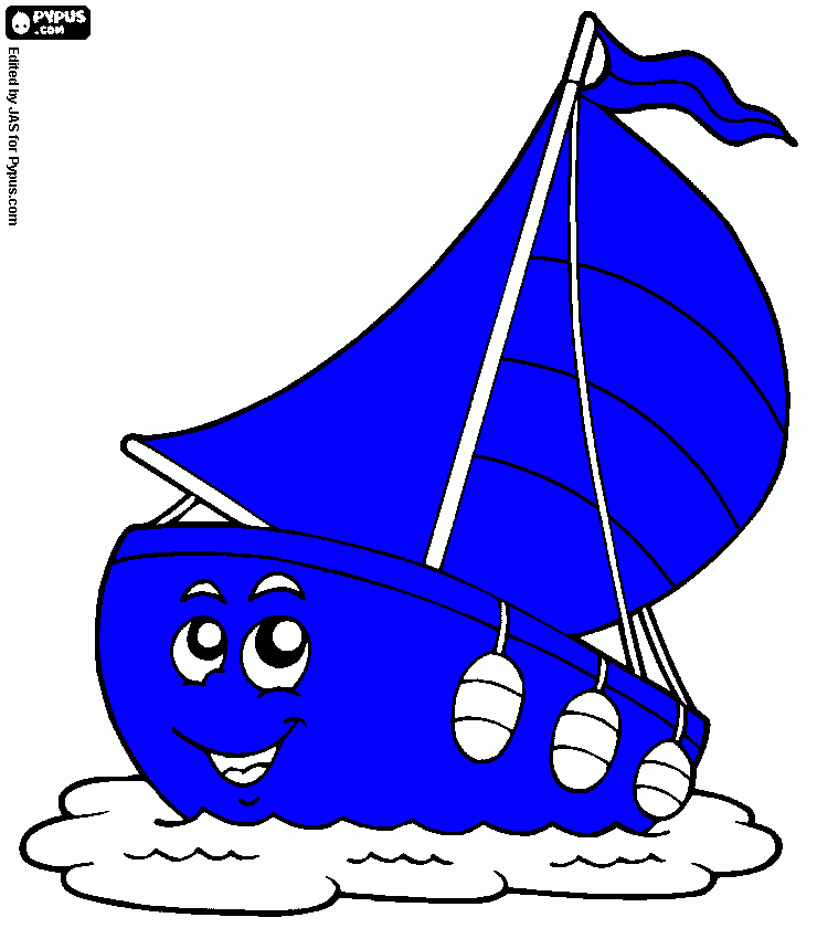 barca blu da colorare