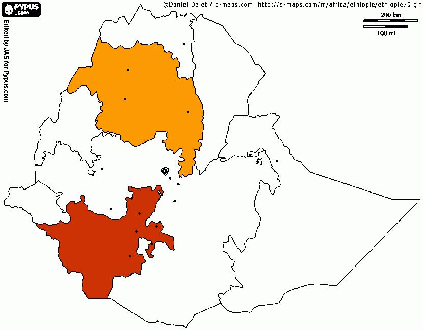 Cartina Etiopia da colorare