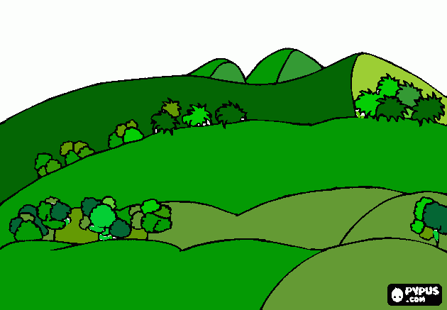 colline e alberi da colorare