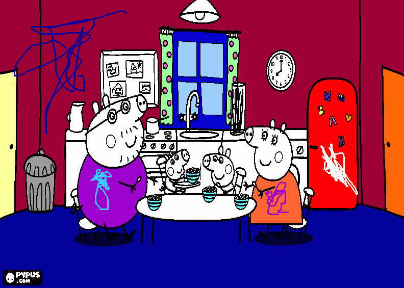 cucina di peppa da colorare