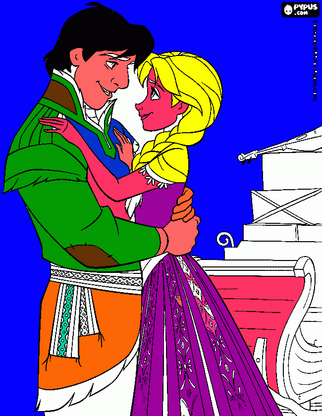 disegno anna e kristof da colorare