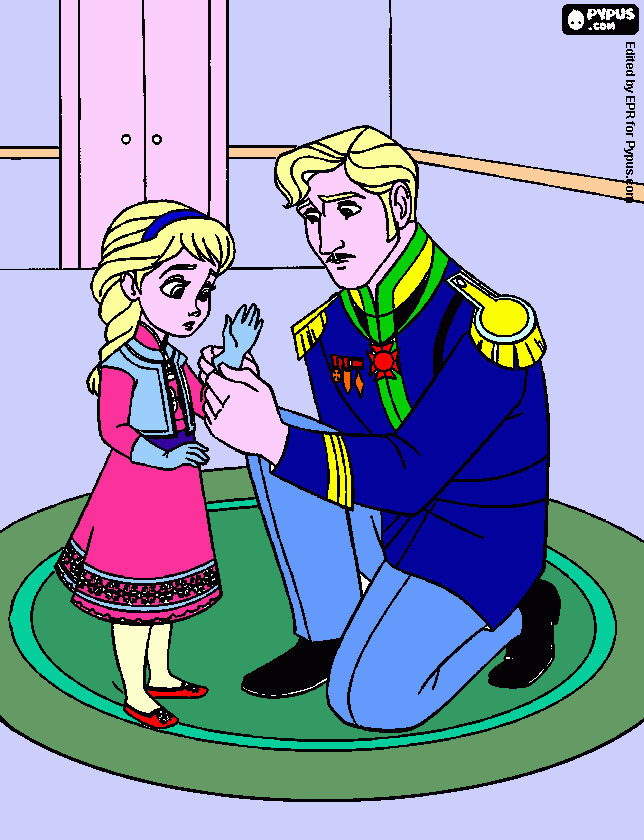 Elsa e il papà 2 da colorare