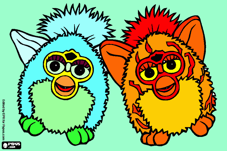 furby ghiaccio e furby fuoco da colorare