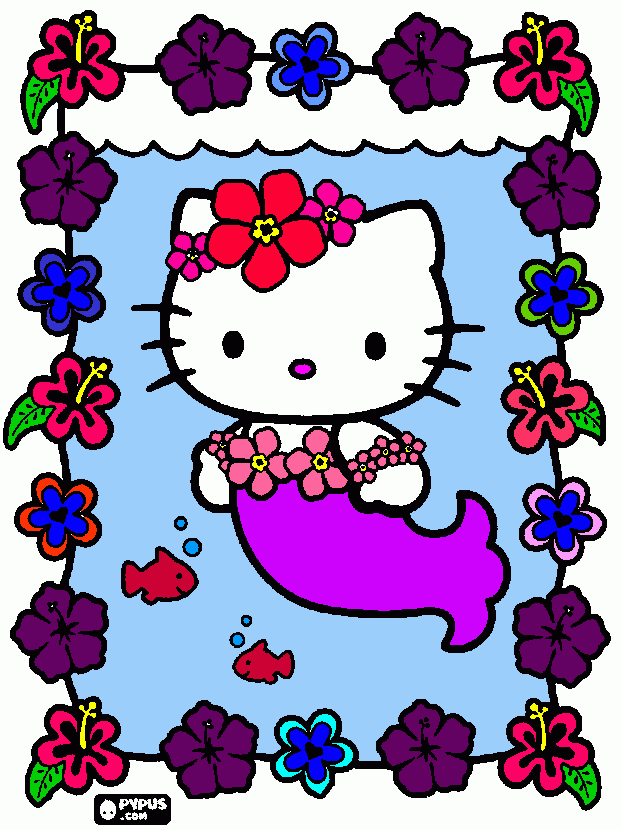 hello kitty nell'oceano da colorare