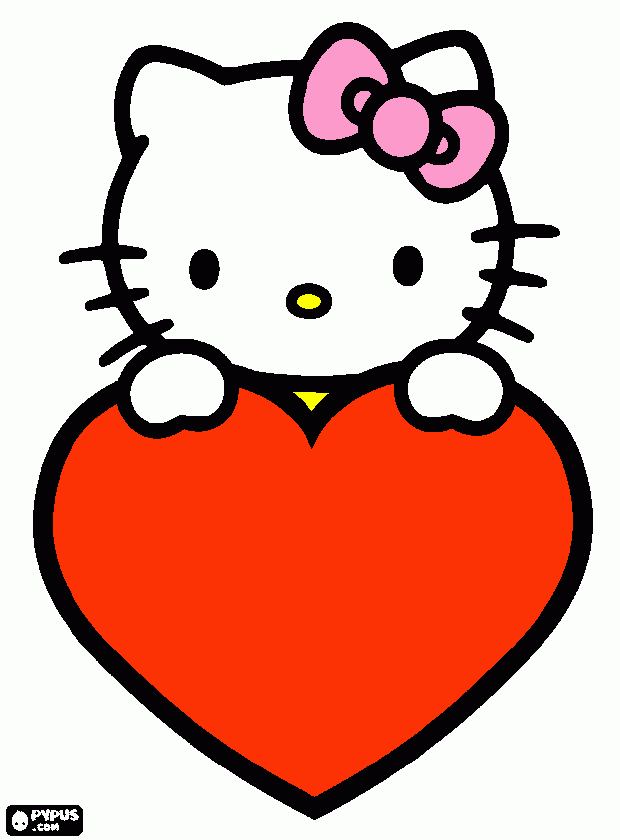 hellokitty col cuore da colorare