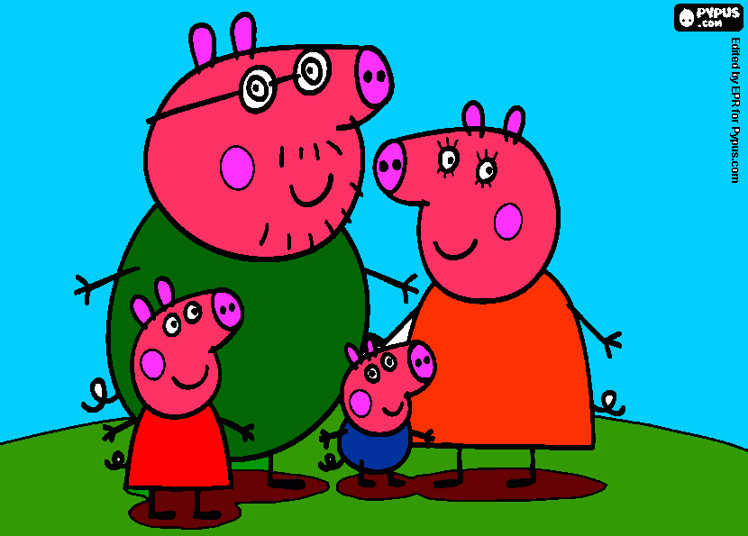 la famiglia dik peppa pig da colorare