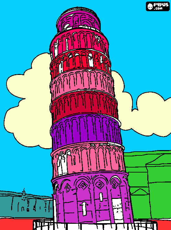 la torre pendente di pisa  a modo mio da colorare