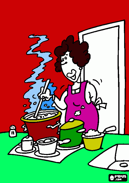 mamma in cucina da colorare