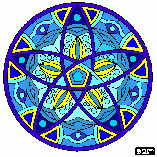 mandala blu da colorare