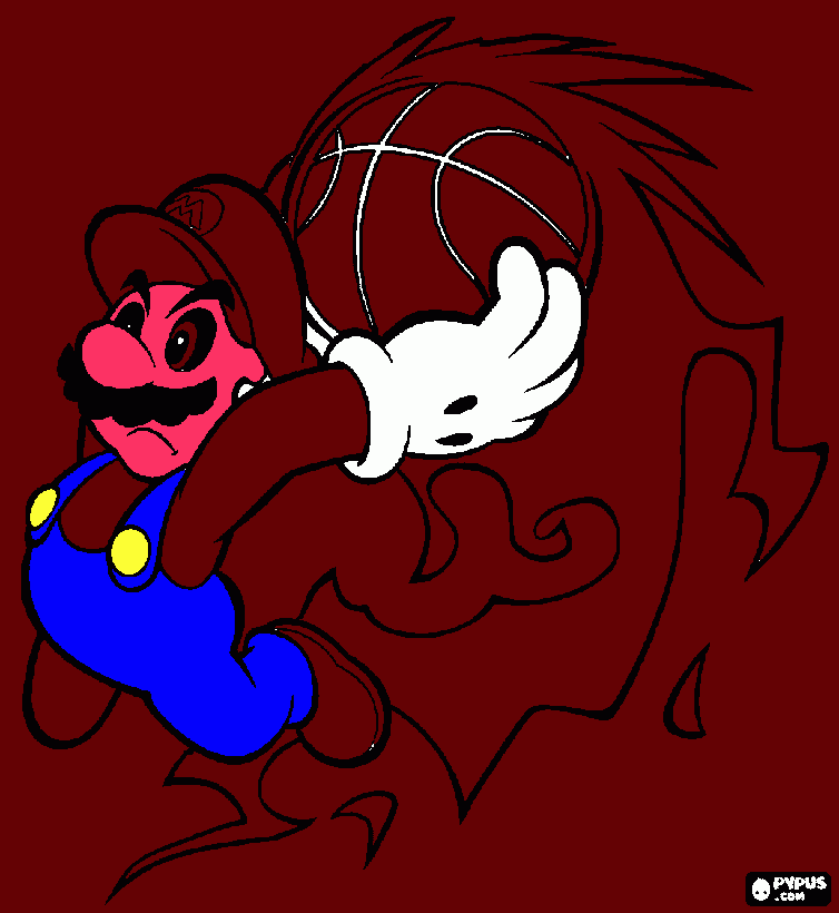 Mario fa canestro con il megatiro da colorare