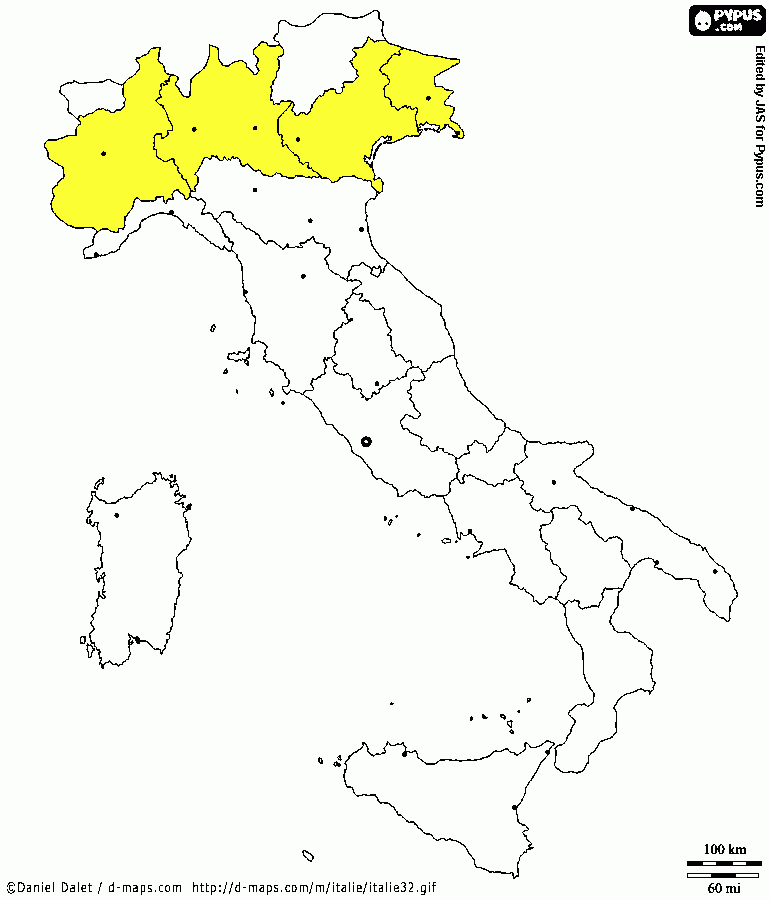 nord italia da colorare