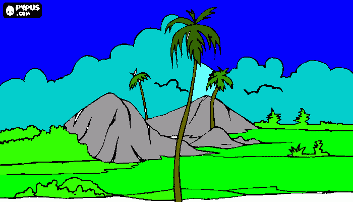 Paesaggio Tropicale da colorare