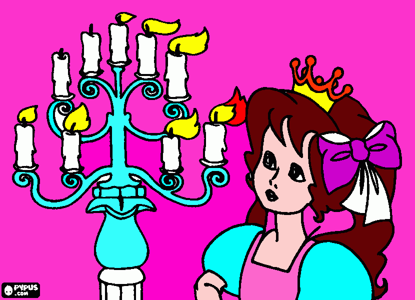 principessa con il candelabro da colorare