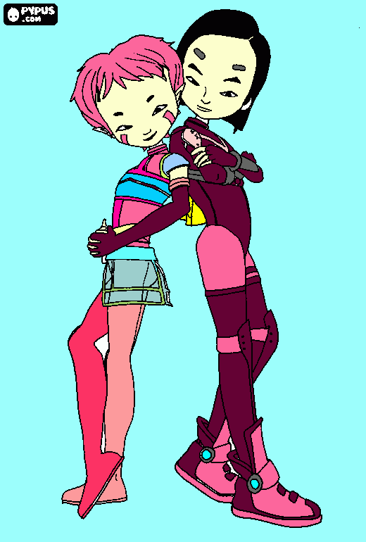 TI PIACE QUESTO DISEGNO PARTE DA AELITA SCHAEFFER E YUMI ISHIYAMA DAL CODE LYOKO da colorare