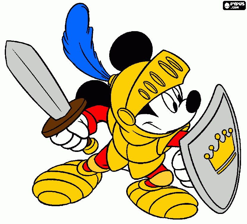 topolino cavaliere da colorare