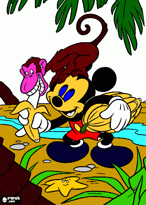 topolino e scimmia da colorare