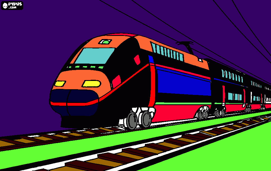 treno multicolor da colorare