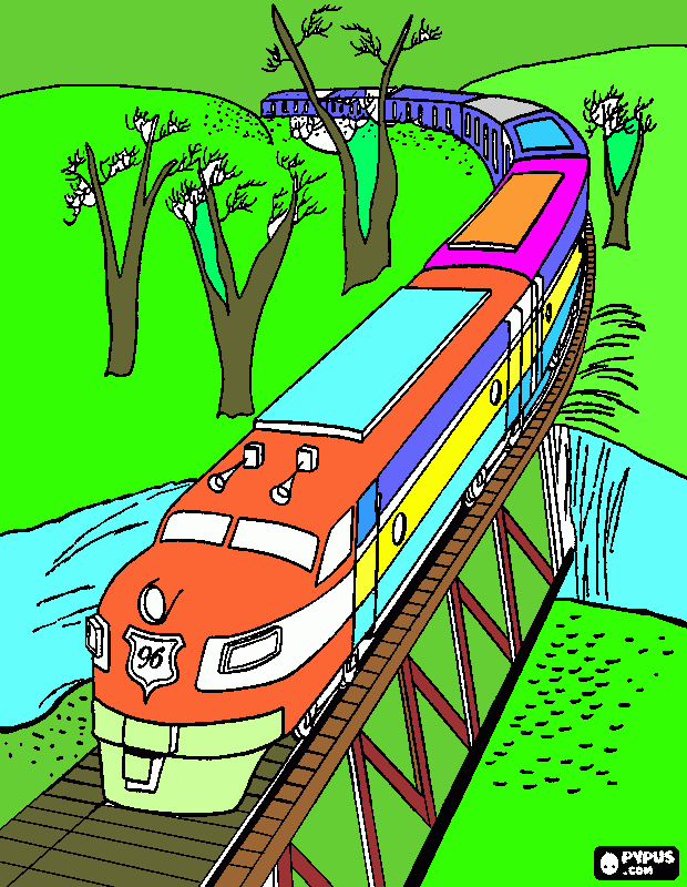 treno pesseggeri da colorare